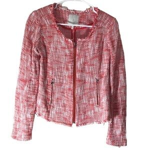 Joie Coral Red and White J432-4766 Cardigan size small